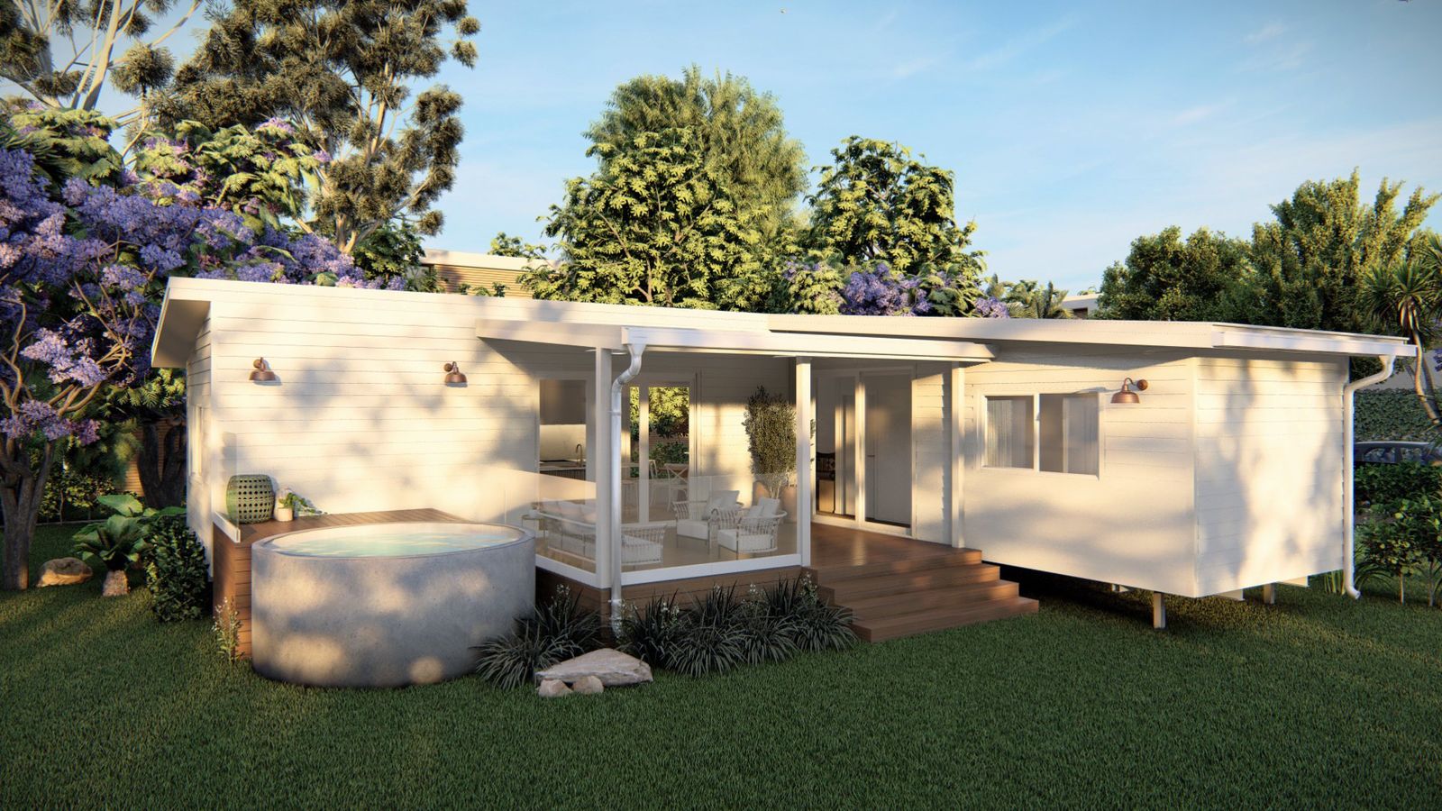 Jacaranda modular home exterior by Sunshine Tiny Houses